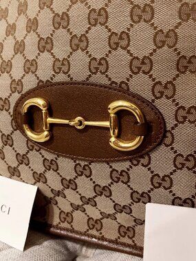 Gucci Horsebit 1955 GG Supreme Double Chain Tote with original tags